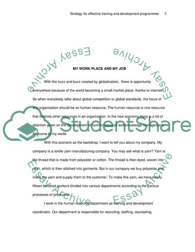 Strategy for Effective Training and Development Programs