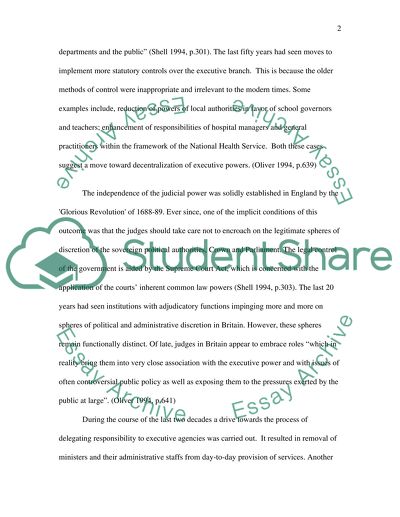 Separation of Powers Exists within the British Political System