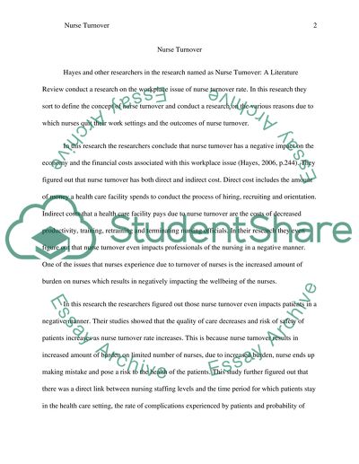 Workspace Issue of Nurse Turnover