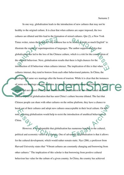 Globalization Causing Damage to Chinese Culture