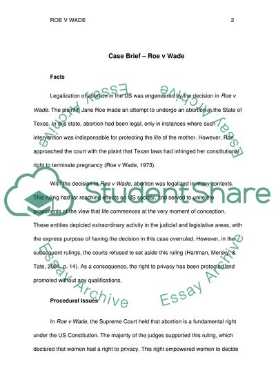 Legalization of Abortion in the US - Roe v Wade