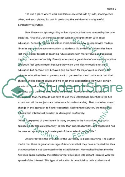 The Idea of a University