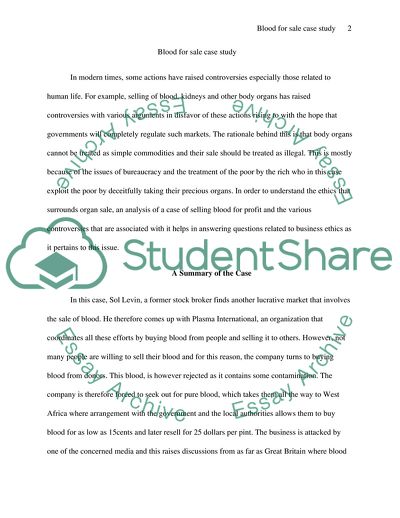 Selling Blood Is a Business