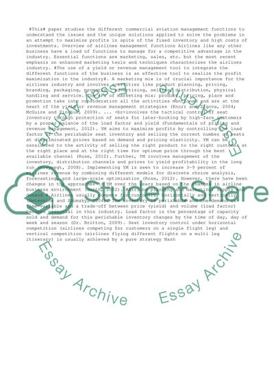 Commercial Aviation Management Functions