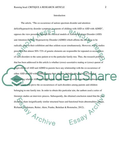 The Co-Occurrence of Autism Spectrum Disorder and Attention-Deficit Disorder Symptoms