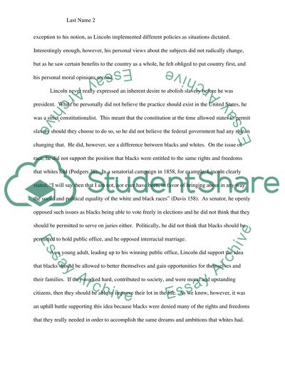 President Lincolns Attitude and Position on Slavery and Race