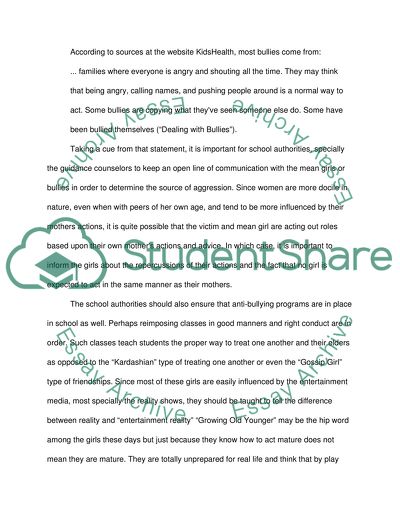 Whats a good solution to the problem of bullying Stopping Mean Girls From Taking Over the Playground