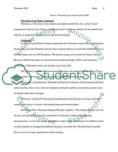 Analysis and General Perspectives of Thorntons Company