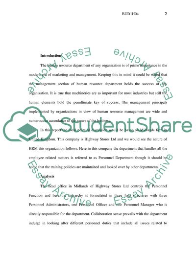 Midlands Firm: the Nature of Human Resource Management this Organization