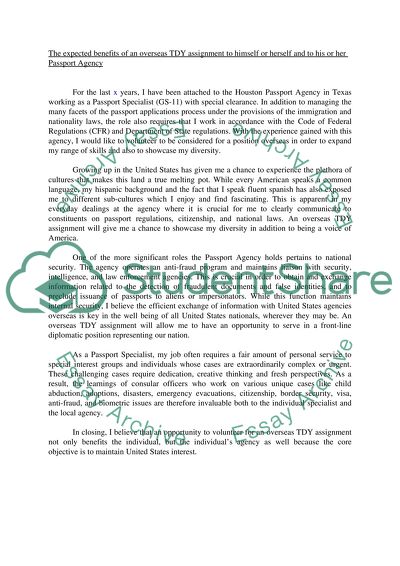 The Expected Benefits of an Overseas TDY Assignment