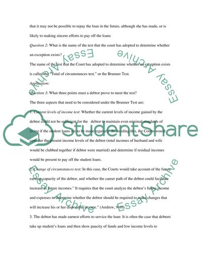 Bankruptcy and Students Loan Obligation