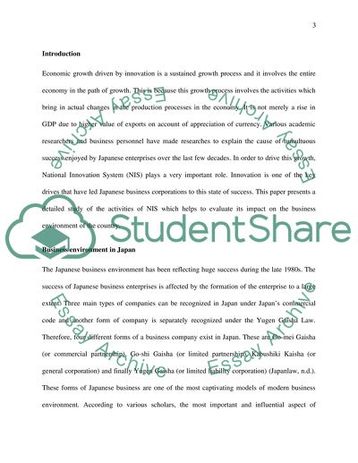 The Business Scenario of Japan and Its National Innovation System