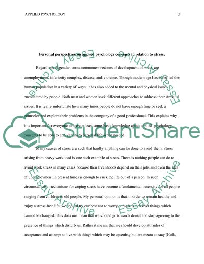 Applied Psychology Concepts in Relation to Stress