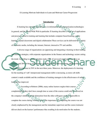 E-Learning Motivate Individuals to Learn and Motivate Career Progression