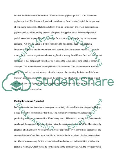 Capital Investment Appraisal within in Organisation