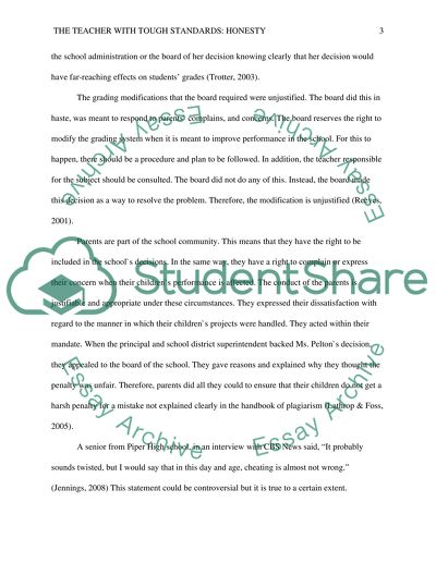 The Teacher with Tough Standards: Honesty