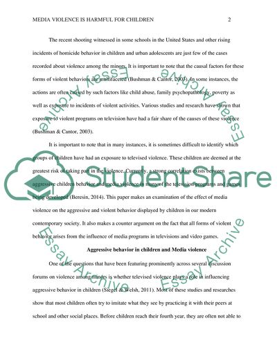 thesis statement worksheet media violence is harmful to society