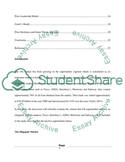 The UK Supermarket Sector Is an Oligopoly