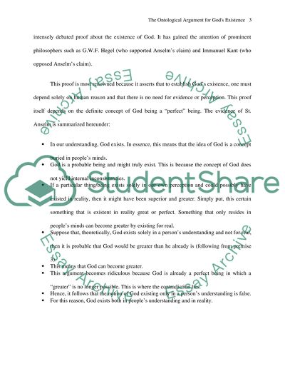 The Ontological Argument for Existence of God