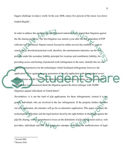 Recent Development in Fight against Peer to Peer File Sharing: Legal Issues and Alternative Solutions