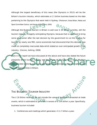 Tourism Strategy Based on the 2012 Olympics