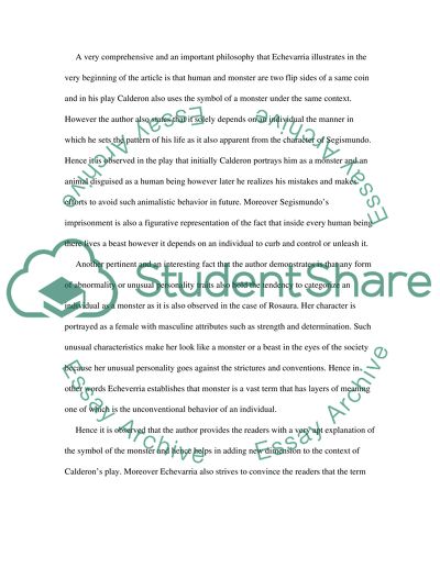 Analyse article by Roberto Gonzalez Echeverria