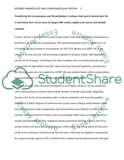 Case Studies: Altered Hematology & Cardiovascular System