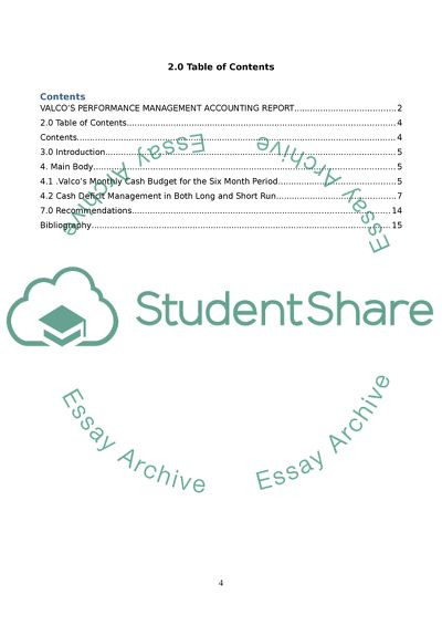 Valcos Performance Management Accounting