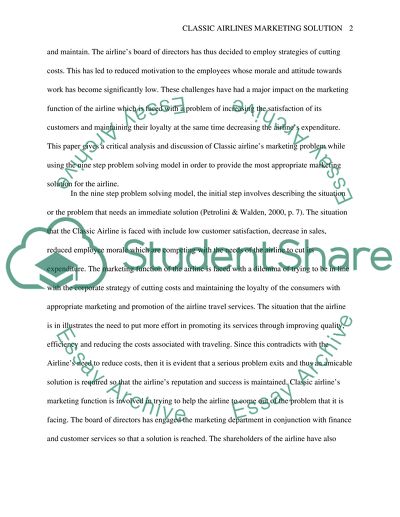 Classic Airlines Marketing Solution