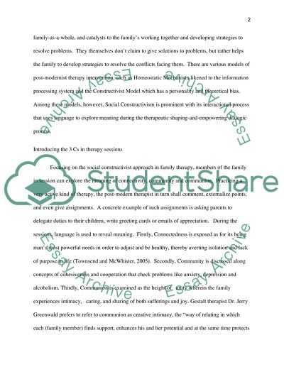 Family Therapy: Post-modernist View on Connectedness, Community and Communion