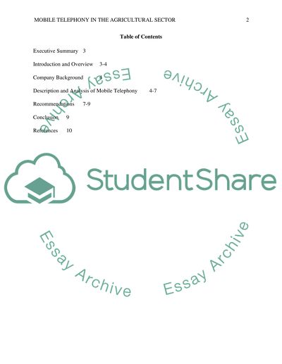 Mobile Telephony in The Agricultural Sector