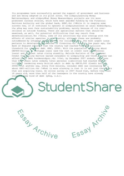 The Efforts of the Personal Finance Education Group