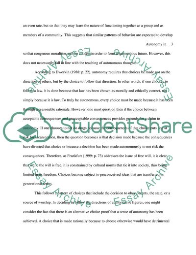 Autonomy in Educational Environments