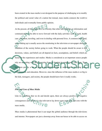 Mass Media Influence in the Society