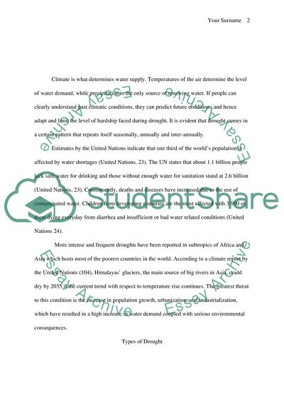 Drought and Bad Water Supply