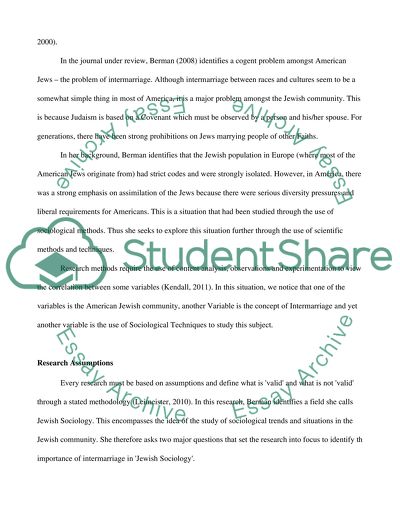 Sociology and Jews and Intermarriage in Twentieth-Century America