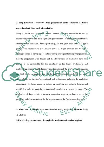 Features Of The Strategic Marketing In Bang & Olufsen