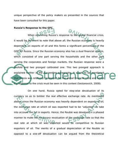 Russias Response to the GFC