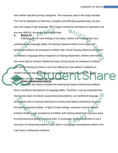 The relationship between language development and behaviour problems in children with hearing loss