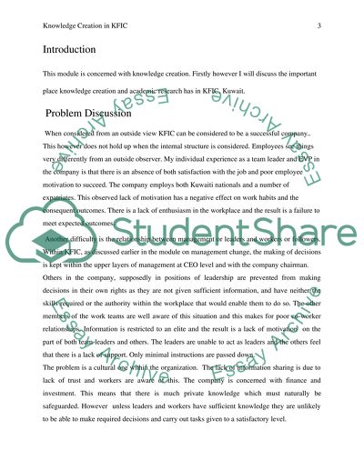 Knowledge Creation in KFIC