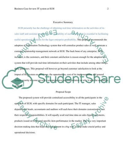 Business case for the new IT system at SUH