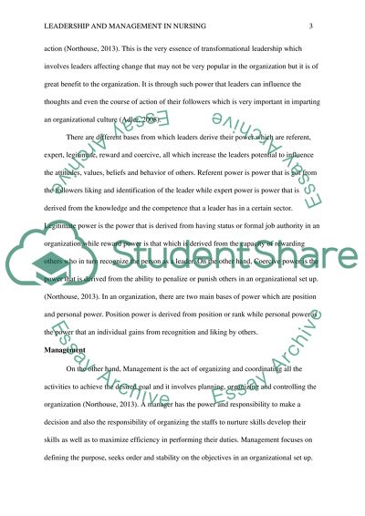 Leadership and Management in Nursing