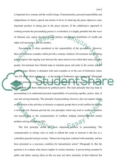 Peacemaking: Need for Collaborative Efforts