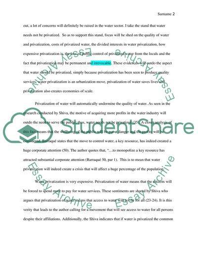 Water privatization essay 06 picture