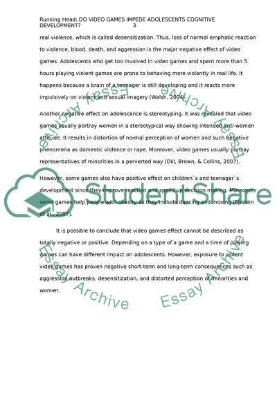 Do video games impede adolescents cognitive development