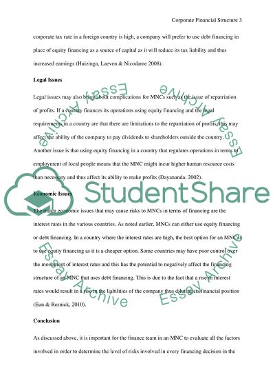 Corporate Financial Structure