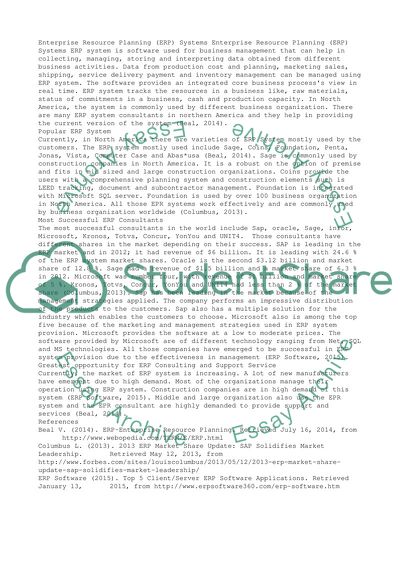 Enterprise Resource Planning Systems
