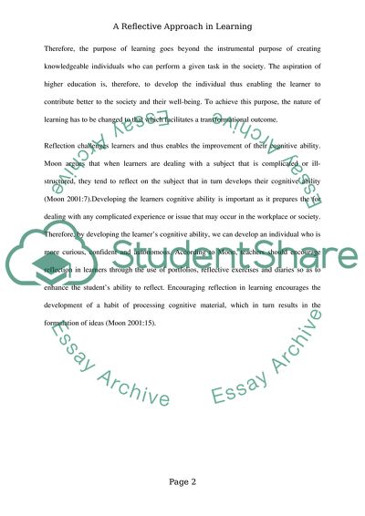 Reflection in Higher Education Learning