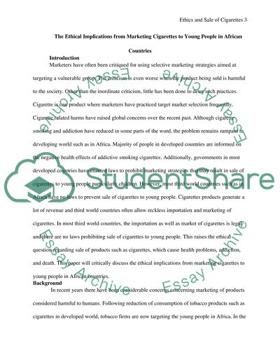 The Ethical Implications from Marketing Cigarettes to Young People in African Countries