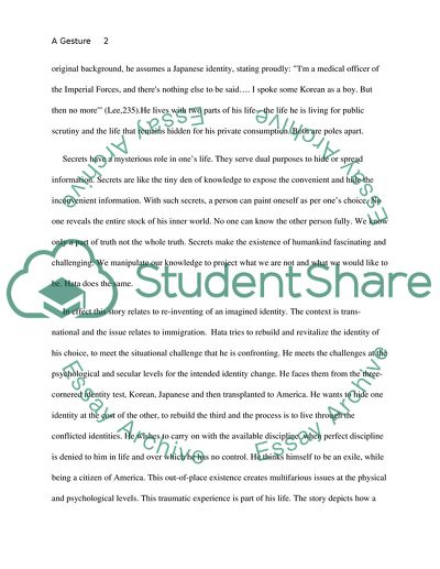 A Gesture Life recuperation of identity and gesture